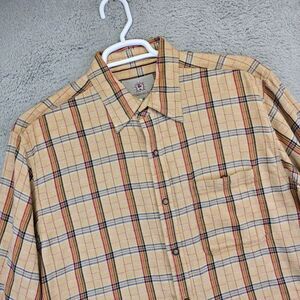The Territory Ahead Shirt Mens L Beige Long Sleeve Plaid Classic Preppy Academia